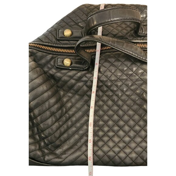 Cynthia Rowley Large Quilted Black Leather Shoulder Bag W Gold Clip Hardware - Picture 8 of 8